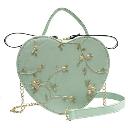 Lanza | Hartvormige Crossbody met Bloemenborduursel