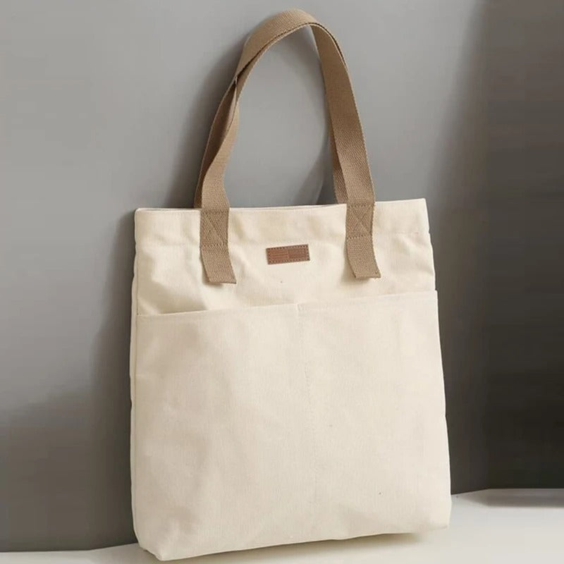 Leola | Sac épaule en toile minimaliste avec poches doubles
