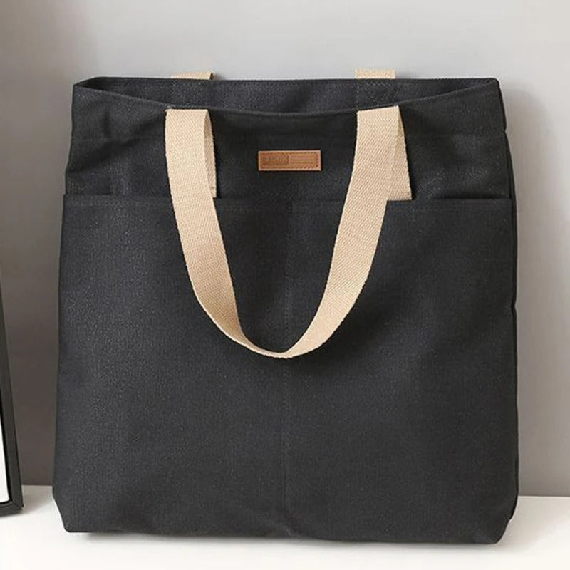 Leola | Sac épaule en toile minimaliste avec poches doubles