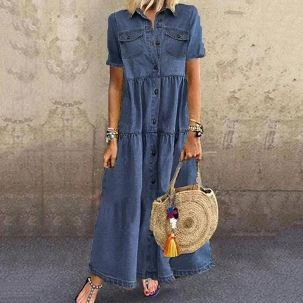 Arianne | Robe en denim décontractée - maxi