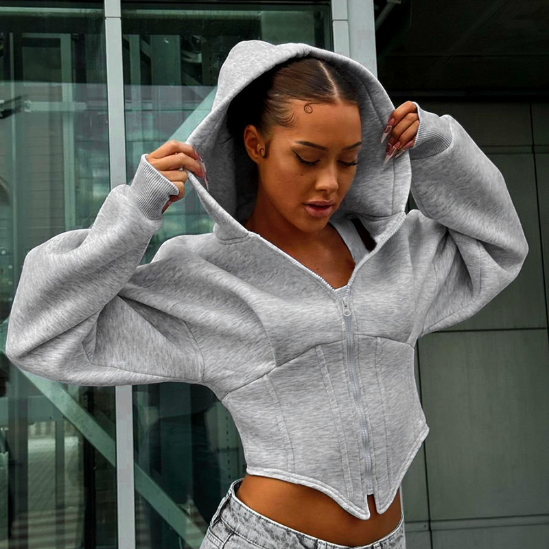 Abree | Trendy Cropped Hoodie met Corsetdetails