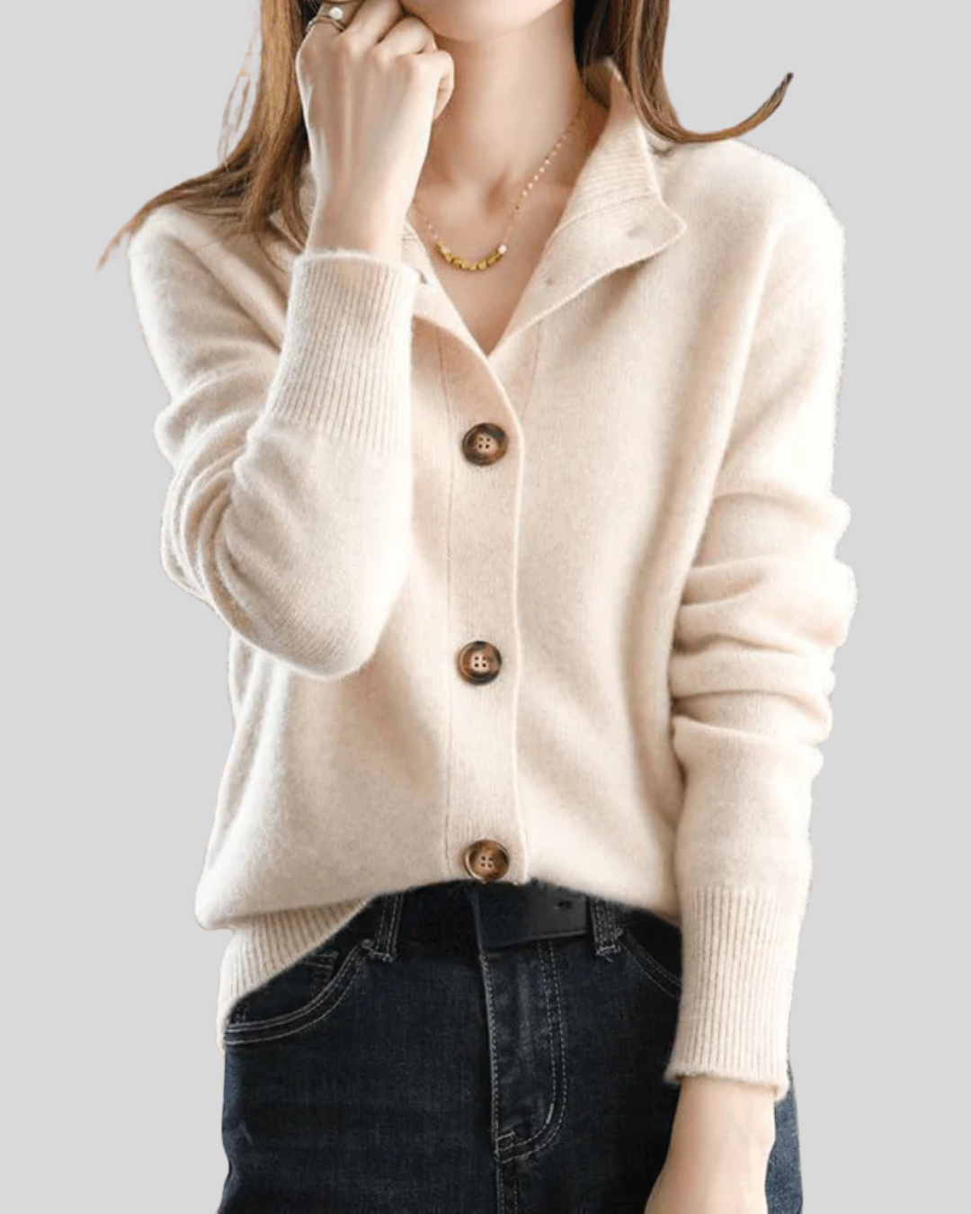 Nalerie | Women's Button-Down Cardigan Sweater - Cream - Image 2