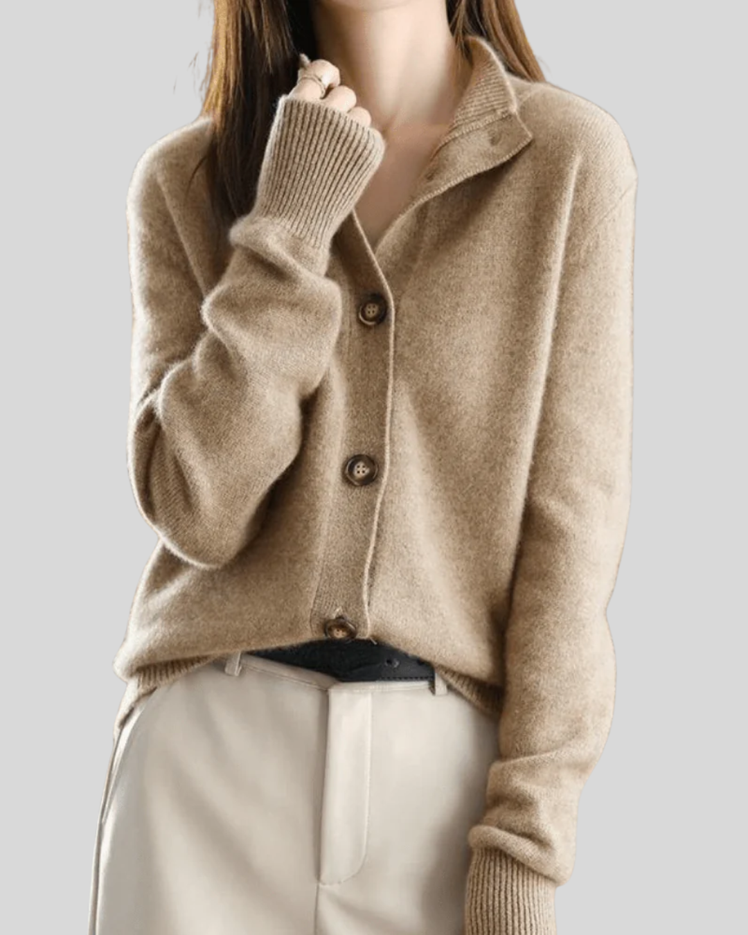 Nalerie | Women's Button-Down Cardigan Sweater - Cream - Image 4