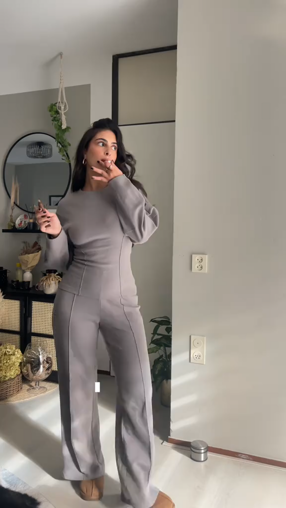 Stijlvolle Comfortabele Dames Trui Set Met Wijde Broek