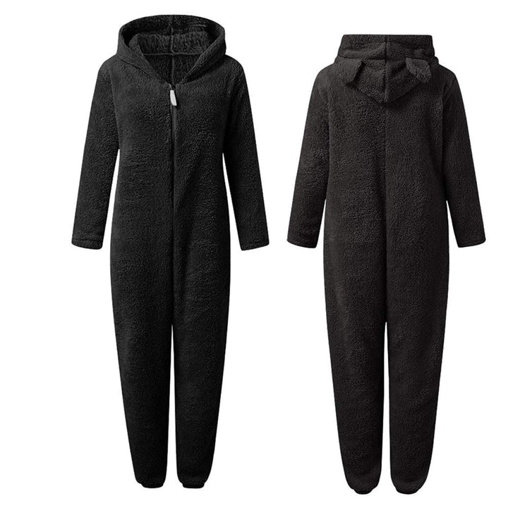 Onesie Polaire d'Hiver Stylé avec Capuche et Fermeture Éclair pour Femmes