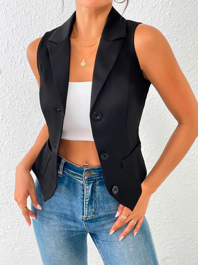 Adalee | Sleek Black Vest