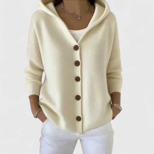 Orvine | Women's Hooded Button-Down Cardigan Sweater - Cream - Image 1
