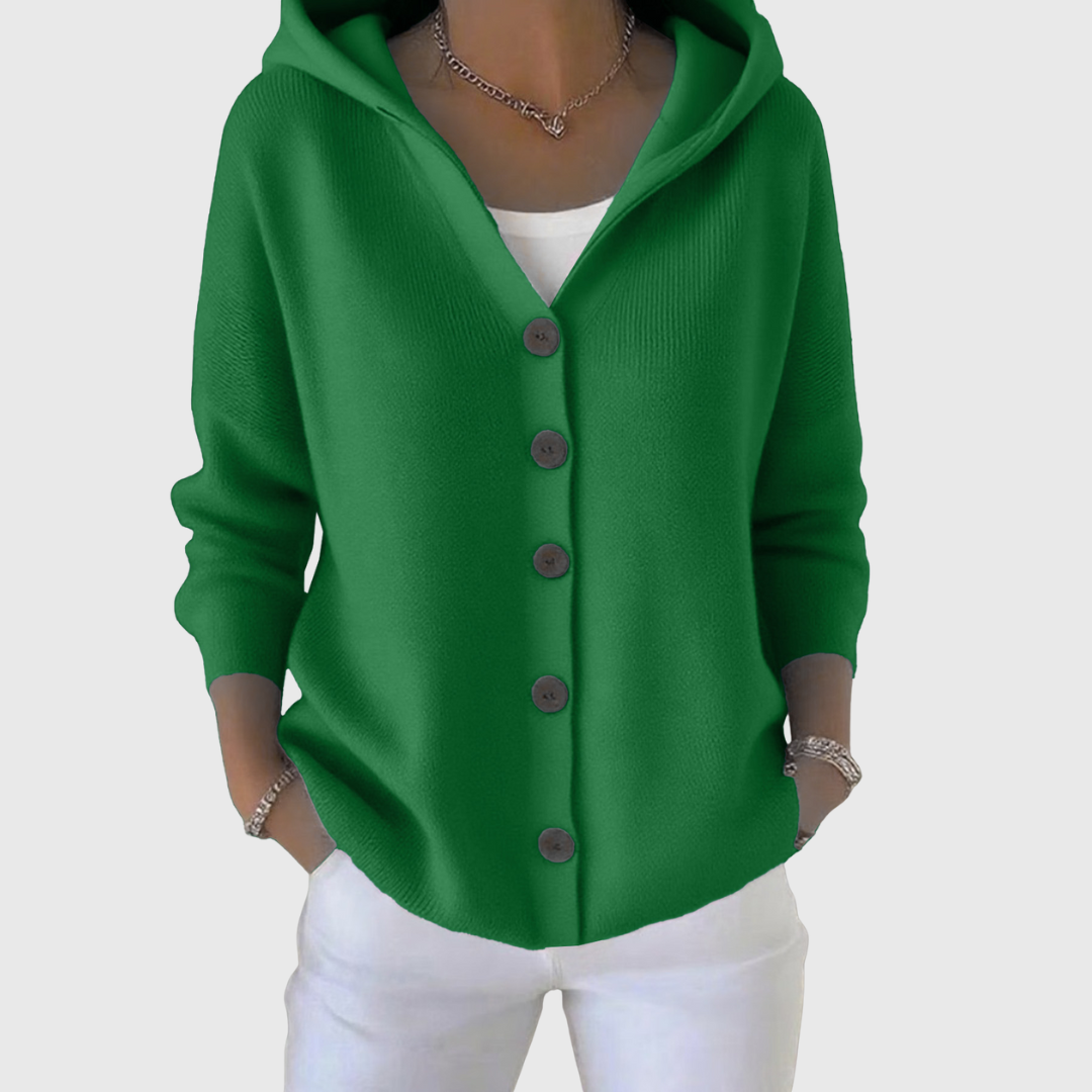 Orvine | Women's Hooded Button-Down Cardigan Sweater - Cream - Image 10