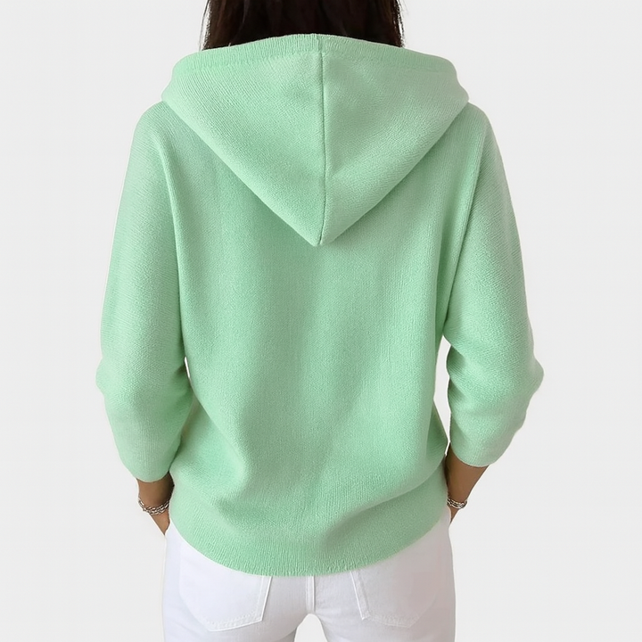 Orvine | Women's Hooded Button-Down Cardigan Sweater - Cream - Image 3
