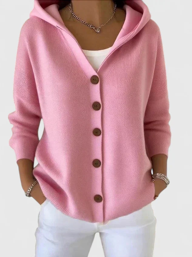 Orvine | Women's Hooded Button-Down Cardigan Sweater - Cream - Image 4