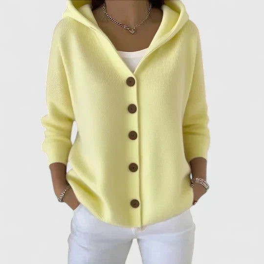 Orvine | Women's Hooded Button-Down Cardigan Sweater - Cream - Image 5