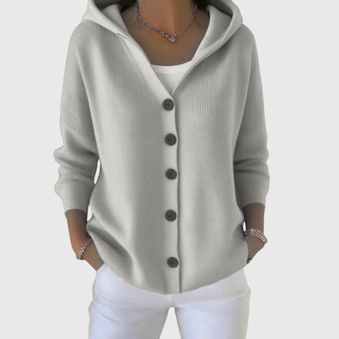 Orvine | Women's Hooded Button-Down Cardigan Sweater - Cream - Image 6