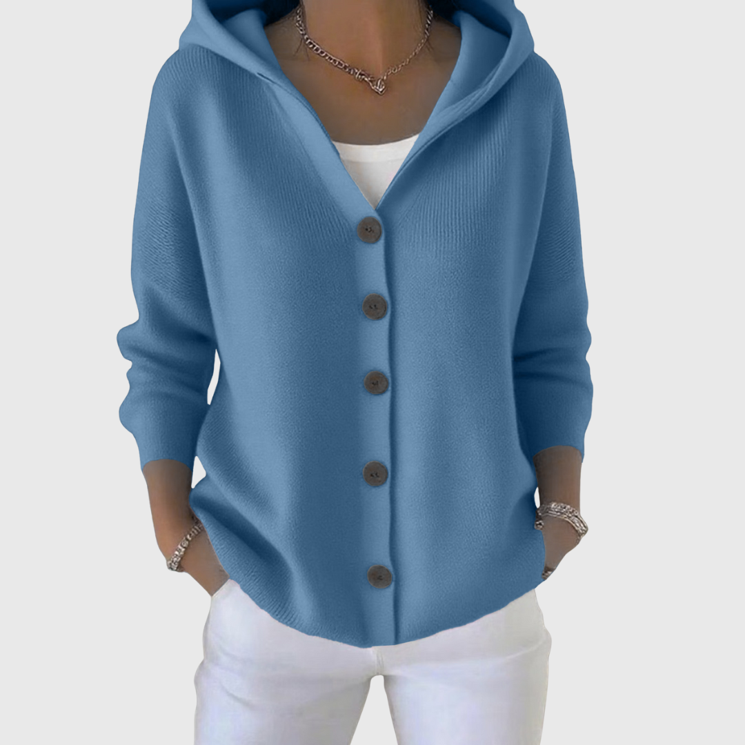 Orvine | Women's Hooded Button-Down Cardigan Sweater - Cream - Image 9