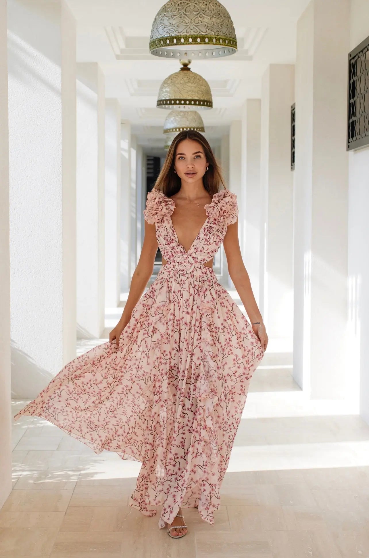 Kayleigh | Floral Ruffle Maxi Jurk