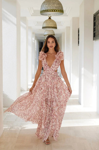 Kayleigh | Floral Ruffle Maxi Jurk