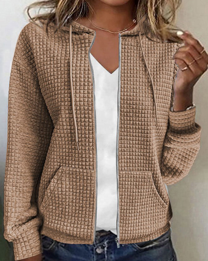 Gilet Confortable à Capuche avec Fermeture Éclair pour Femmes