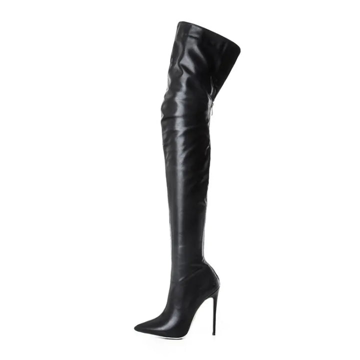 Rekbare Dames Overknielaarzen met Spitse Neus en Stilettohak