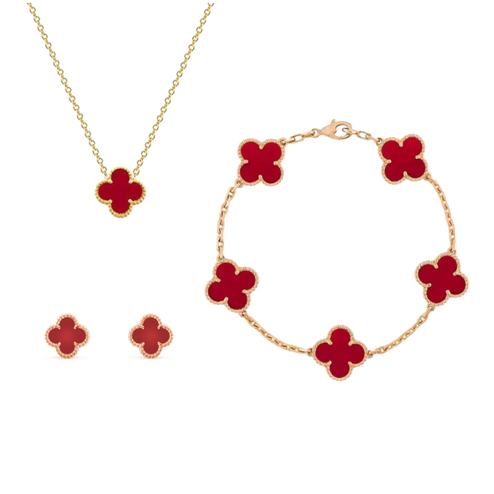 Ensemble de bijoux de luxe pour femmes en forme de trèfle emblématique