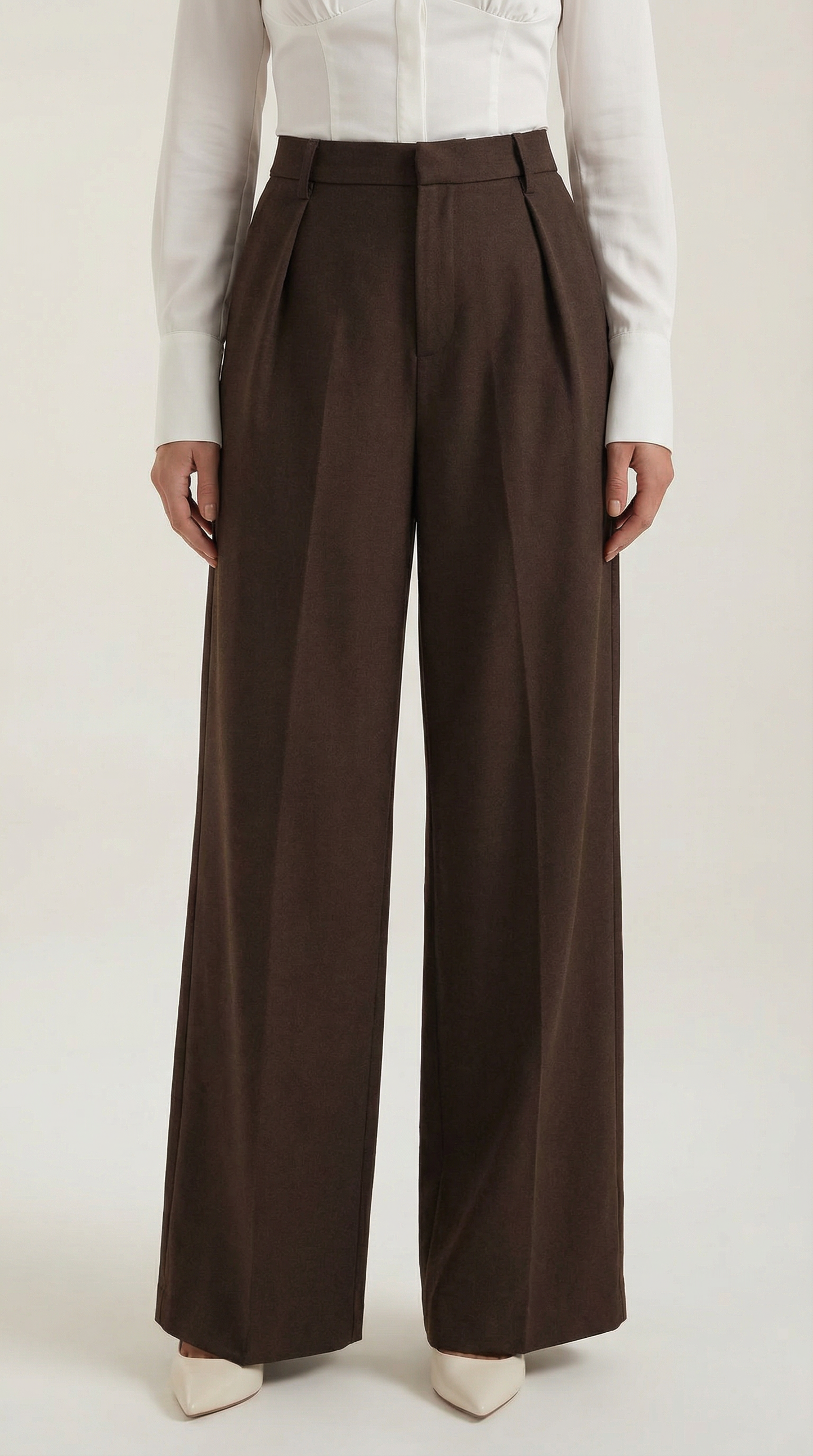 Stylish Women's Trousers with High Waist and Wide Legs