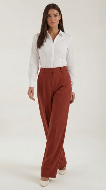 Stylish Women's Trousers with High Waist and Wide Legs