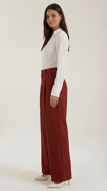 Stylish Women's Trousers with High Waist and Wide Legs