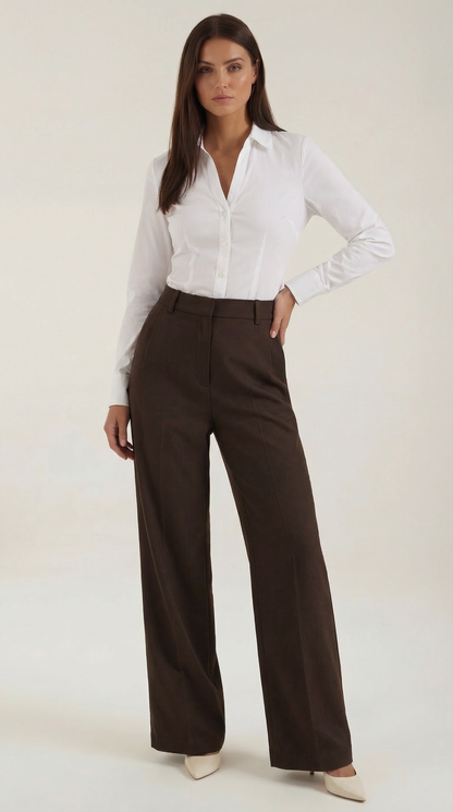 Stylish Women's Trousers with High Waist and Wide Legs