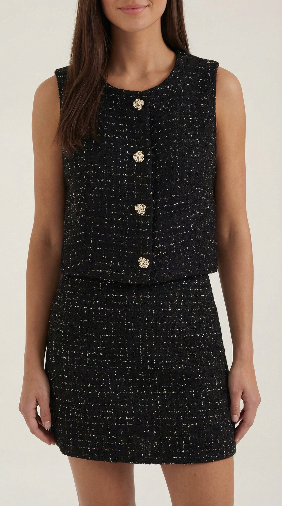 Chic Black Women's Co-Ord Set with Cropped Top and Mini Skirt