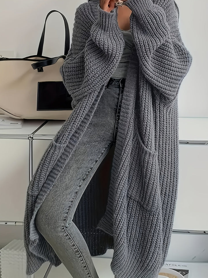 Rowena | Women's Oversized Long Knit Cardigan - Brown - Image 2