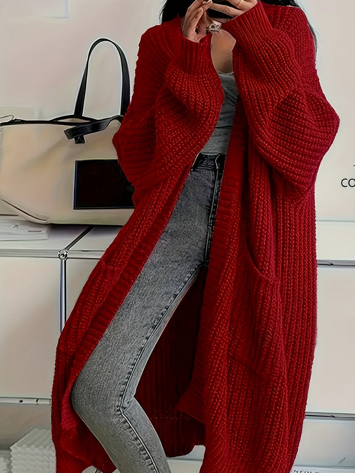Rowena | Women's Oversized Long Knit Cardigan - Brown - Image 5