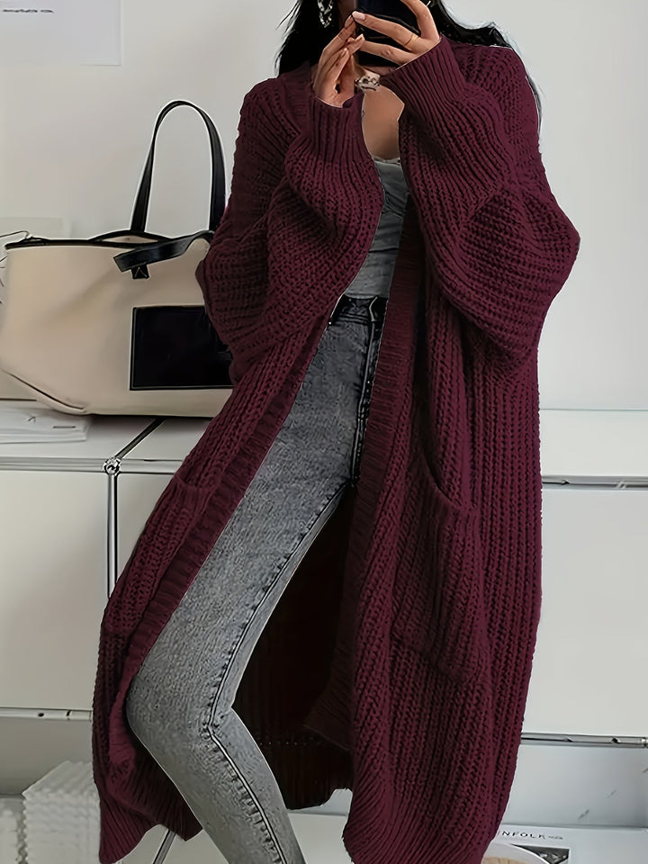 Rowena | Women's Oversized Long Knit Cardigan - Brown - Image 6