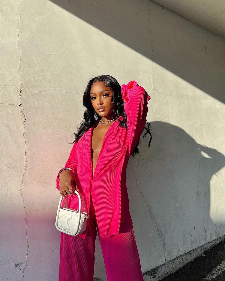 Valeree | Statement Plissé Co-ord Set met Losvallende Pasvorm