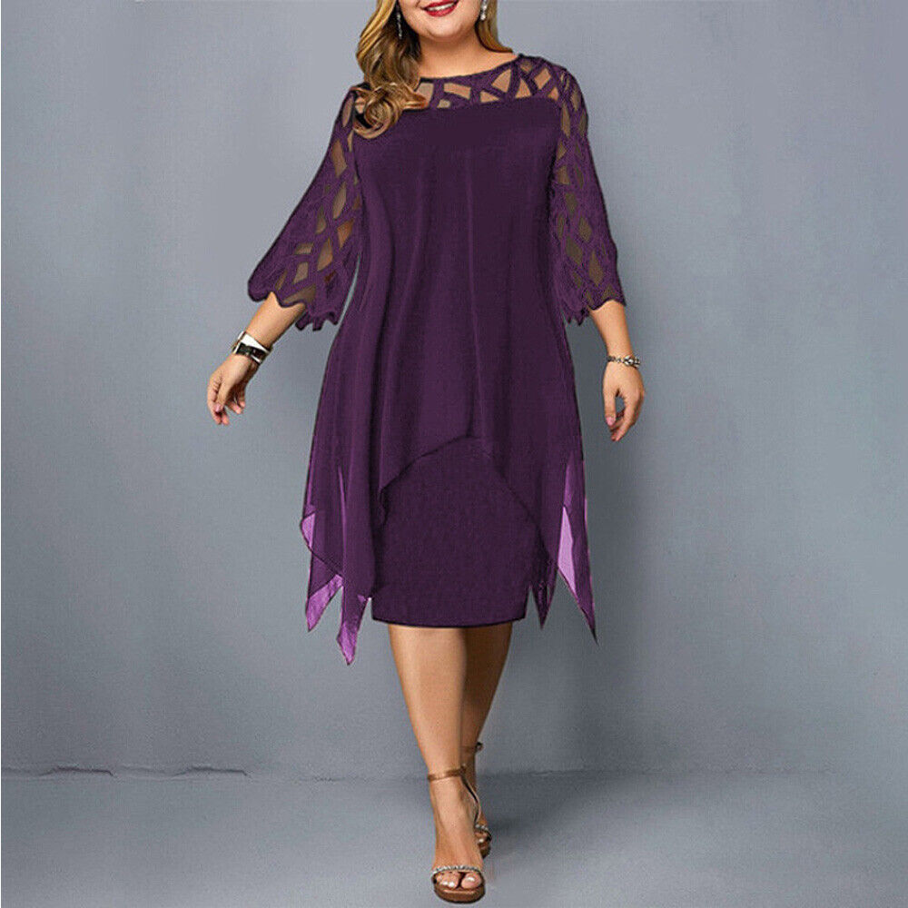 Robe midi stylée avec superposition asymétrique en chiffon