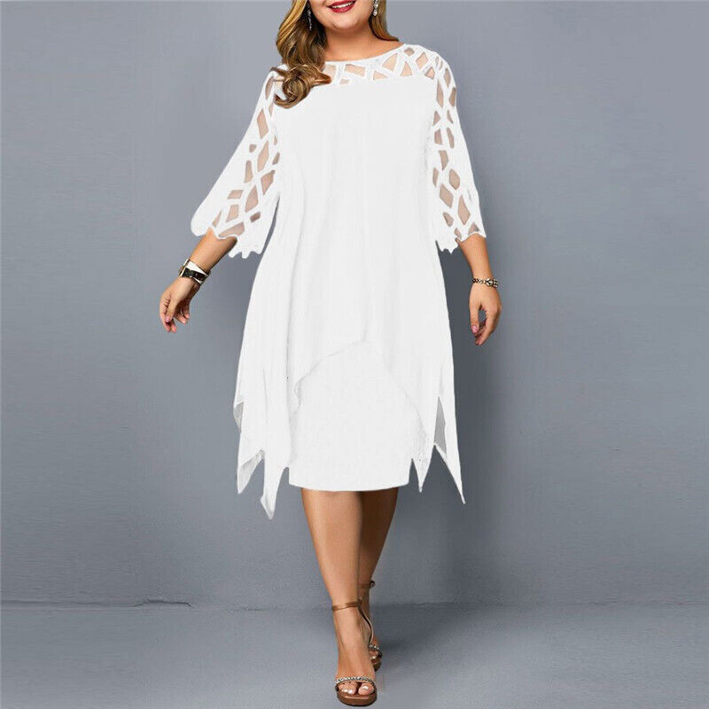 Robe midi stylée avec superposition asymétrique en chiffon
