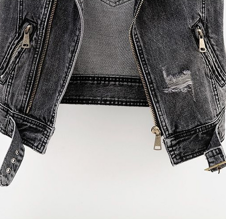 Alcee | Stoer Denim Mouwloos Bikerjack