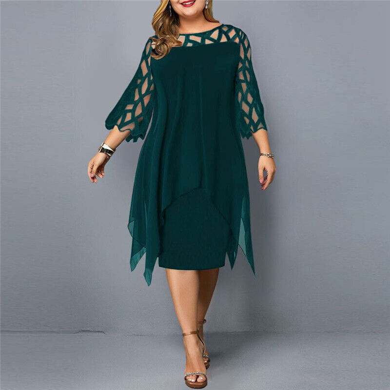 Robe midi stylée avec superposition asymétrique en chiffon