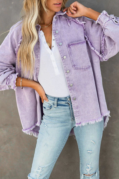Allma | Casual Oversized Denim Jack met Gerafelde Details