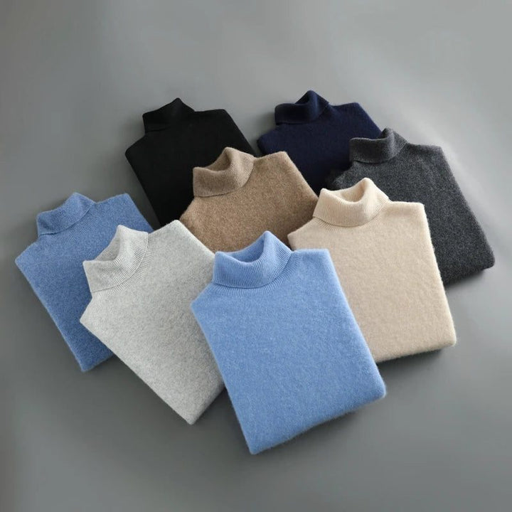 Merino Wool Ribbed Knit Turtleneck Sweater for Women - View 9