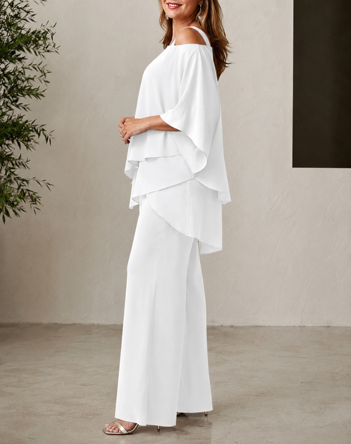 Luxury Women's 2-Piece Set with Asymmetric Top and Wide Legs