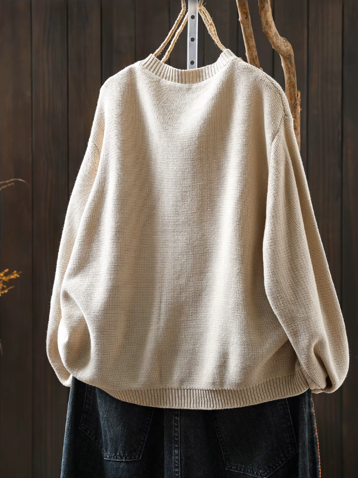 Solène | Women's Relaxed Fit Button-Up Cardigan - Cream - Image 4