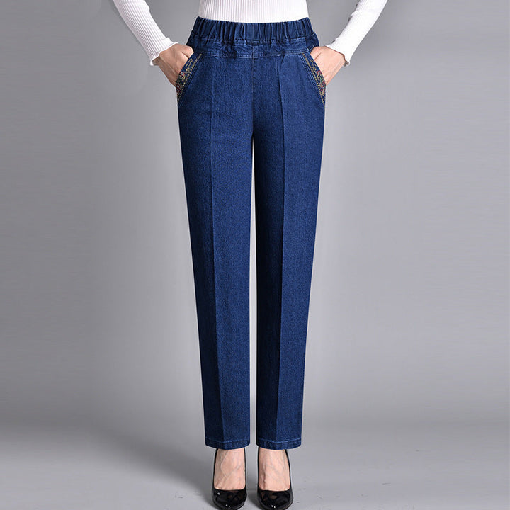 Stylish Women's Pants with Elastic Waist and Pockets