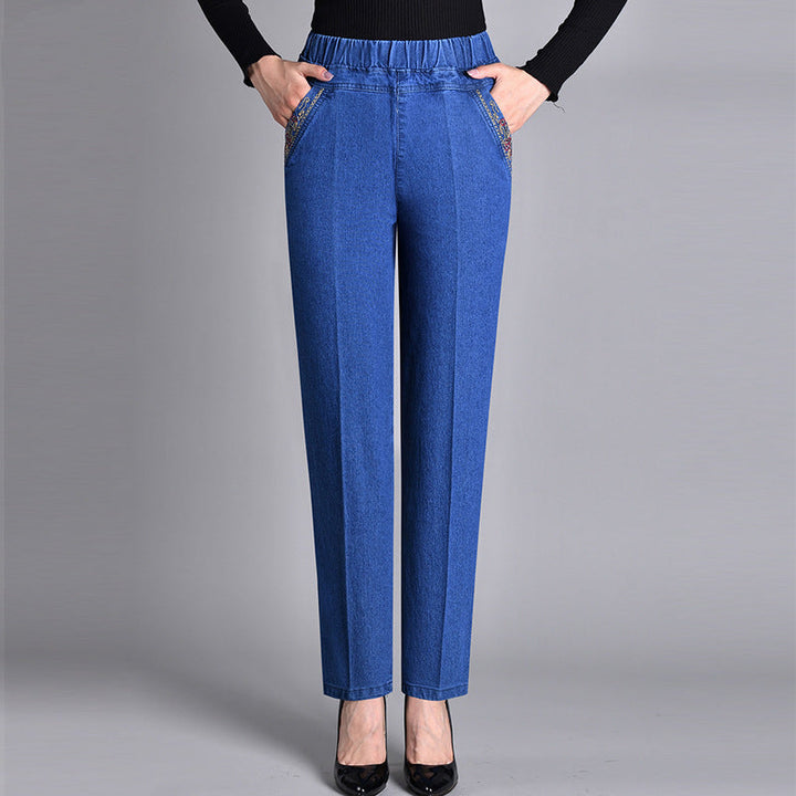 Stylish Women's Pants with Elastic Waist and Pockets