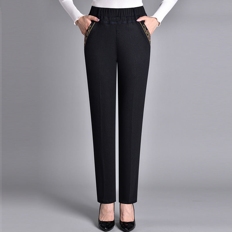 Stylish Women's Pants with Elastic Waist and Pockets