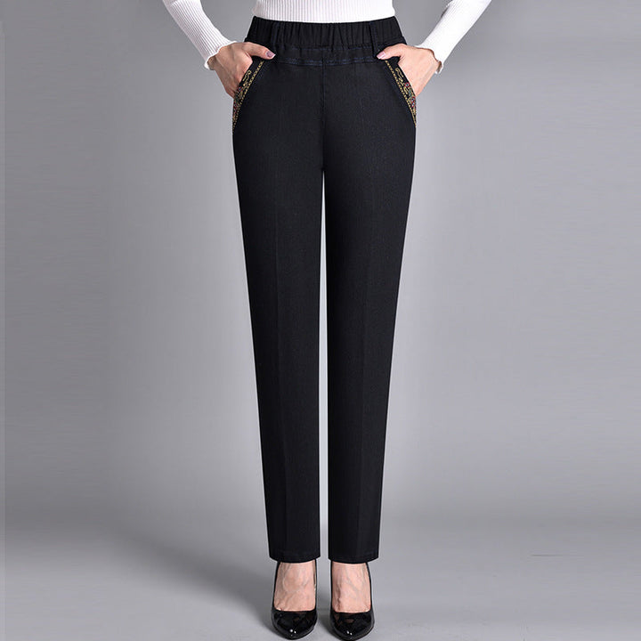 Stylish Women's Pants with Elastic Waist and Pockets