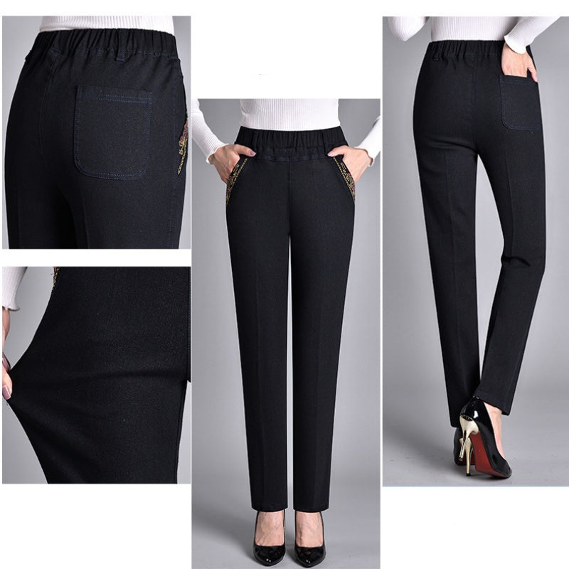 Stylish Women's Pants with Elastic Waist and Pockets