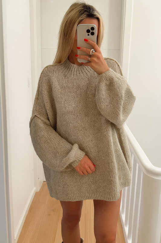 Oversized Winterse Zachte Dames Trui met Ronde Hals