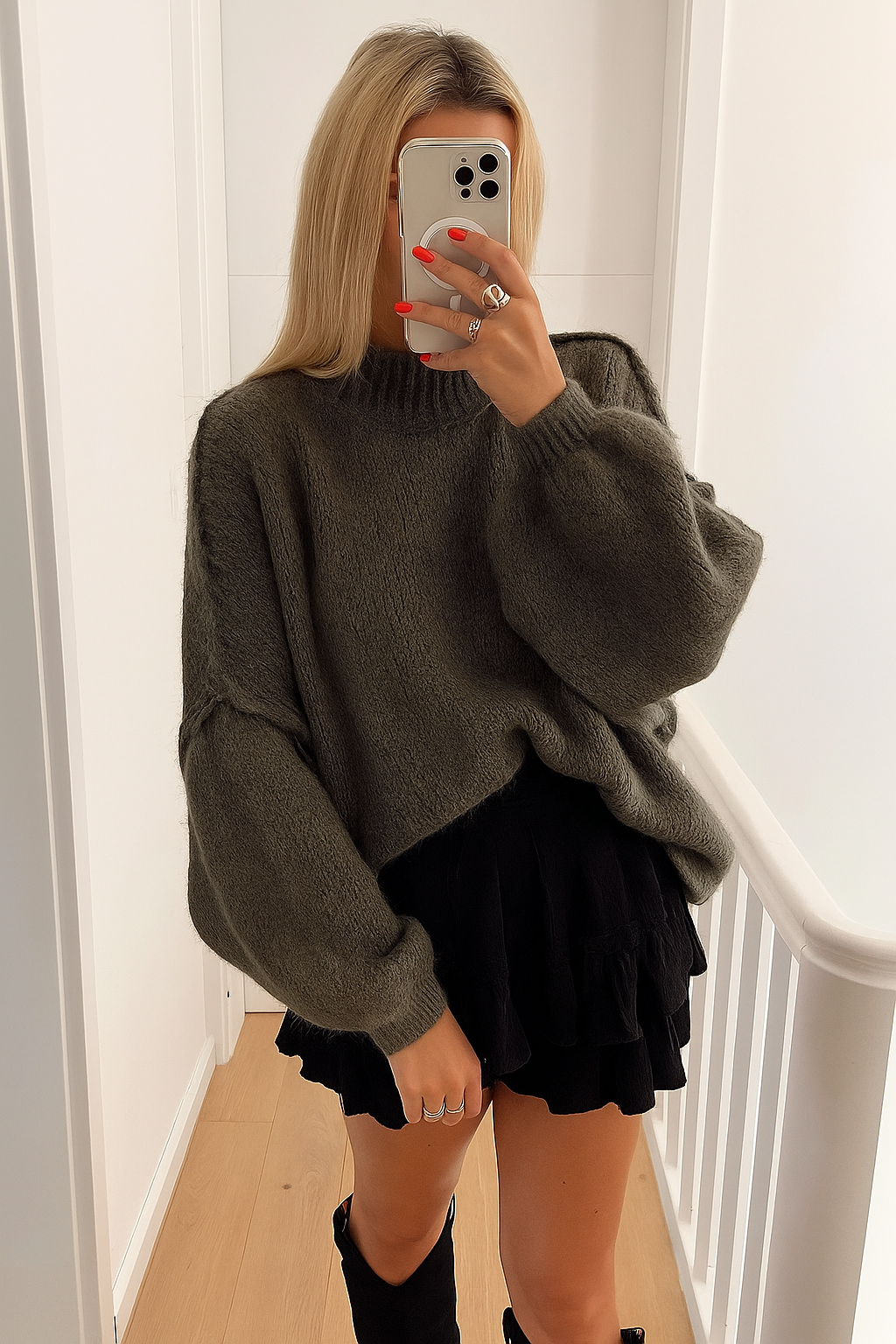 Oversized Winterse Zachte Dames Trui met Ronde Hals