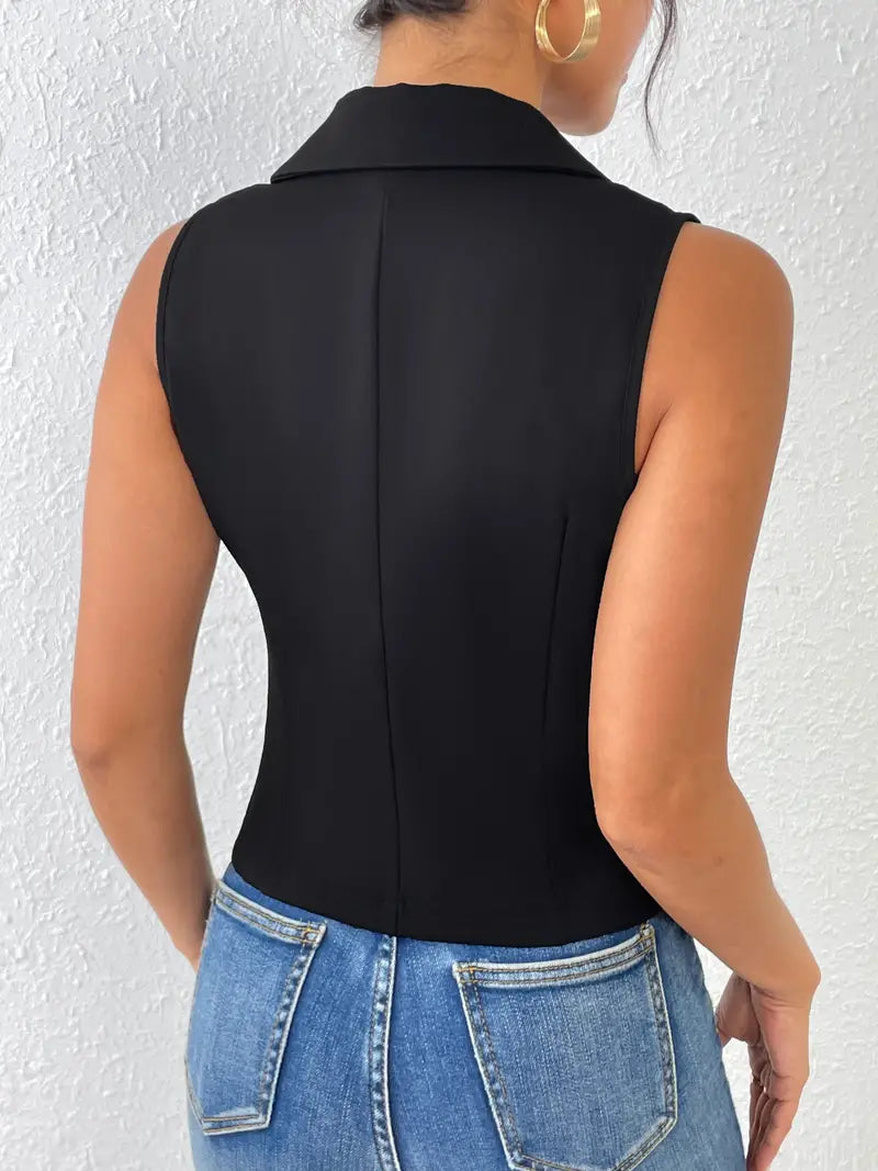 Adalee | Sleek Black Vest