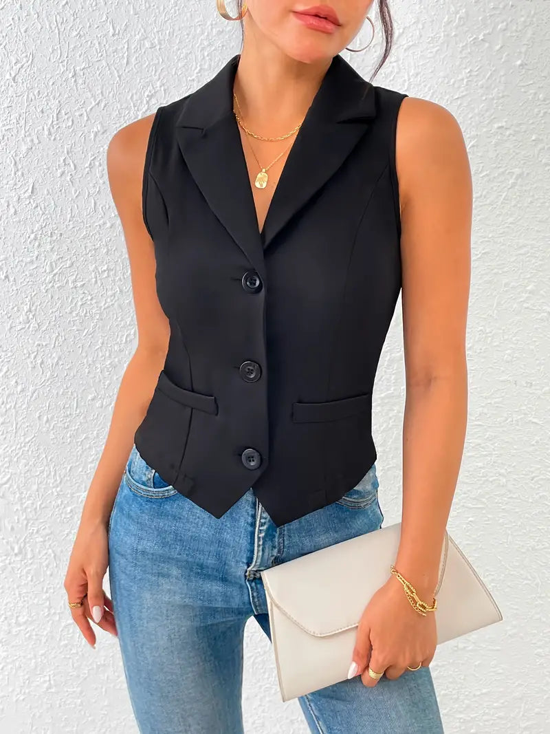 Adalee | Sleek Black Vest