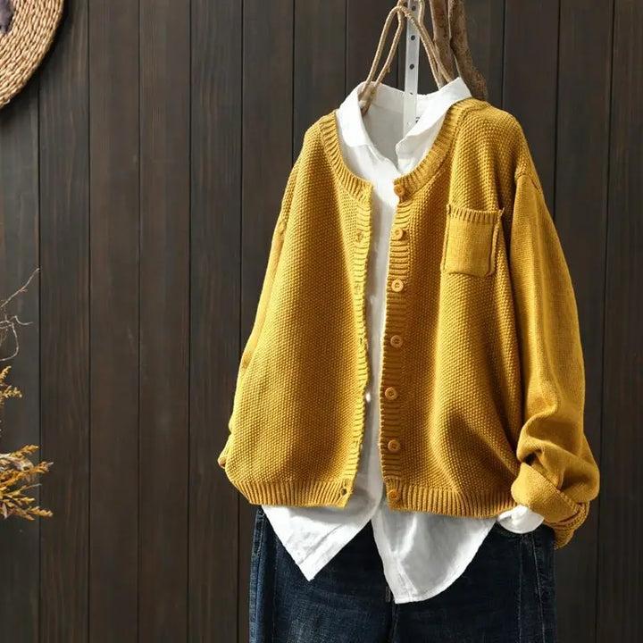 Talmira | Women's Relaxed Fit Knit Cardigan Sweater - Orange - Image 7