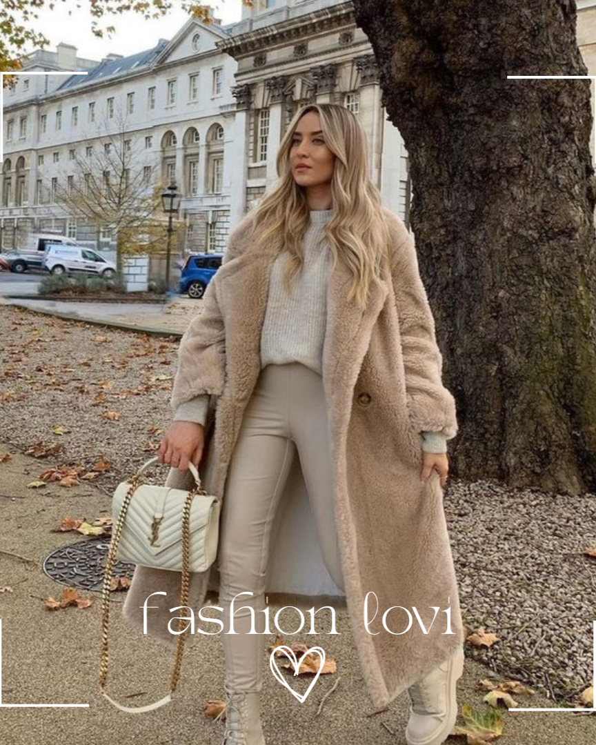 Zachte oversized dames winterjas met lange teddy pasvorm